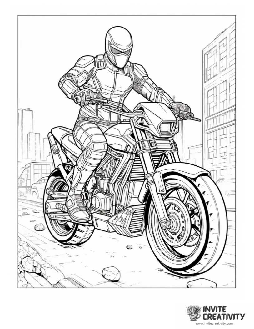 spiderman motorcycle page to color