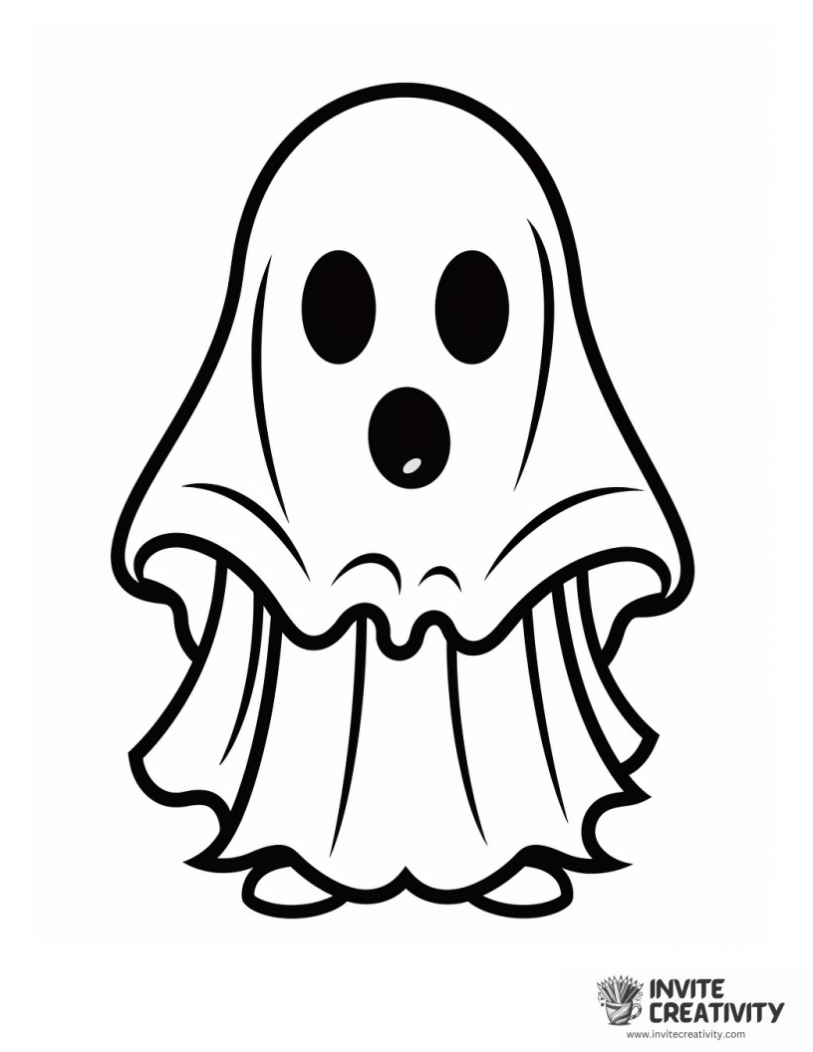 spooky ghost blank Coloring book page