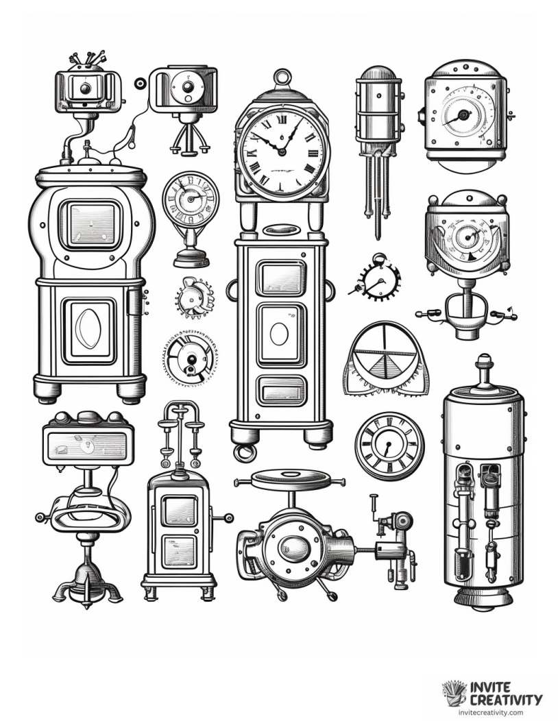 steampunk accessories coloring page