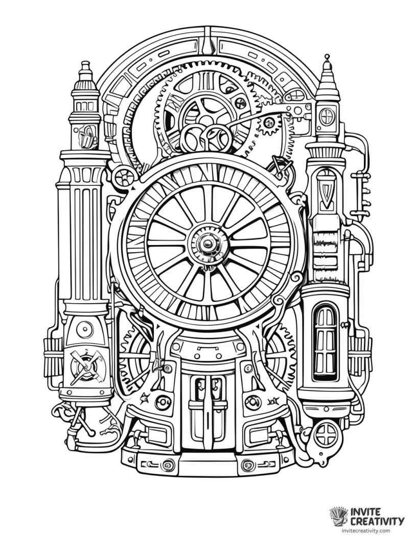 steampunk aesthetic coloring page