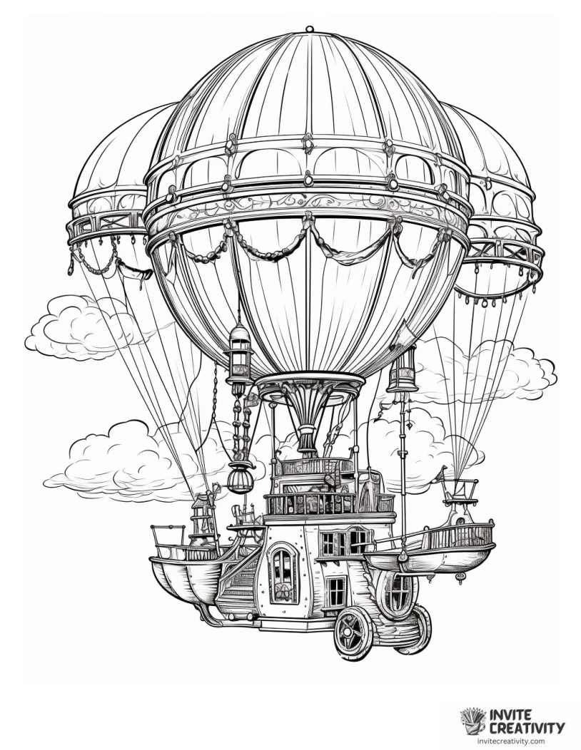 steampunk air balloon coloring sheet