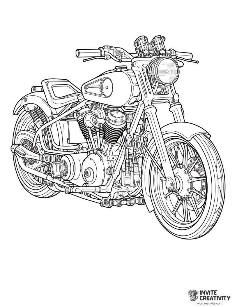 steampunk motorcycle coloring sheet
