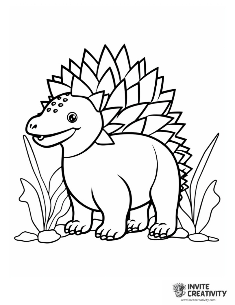 stegosaurus funny cartoon style to color