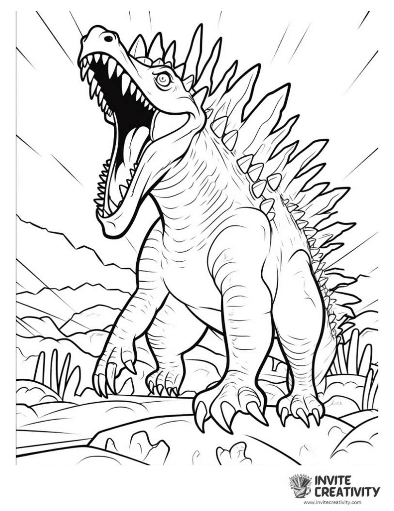 stegosaurus roaring coloring page