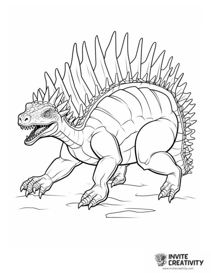 stegosaurus running coloring book page