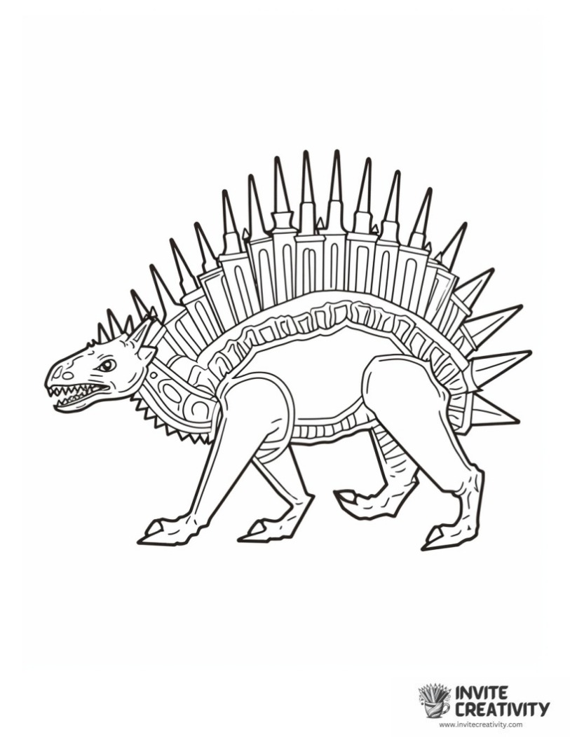stegosaurus running coloring page