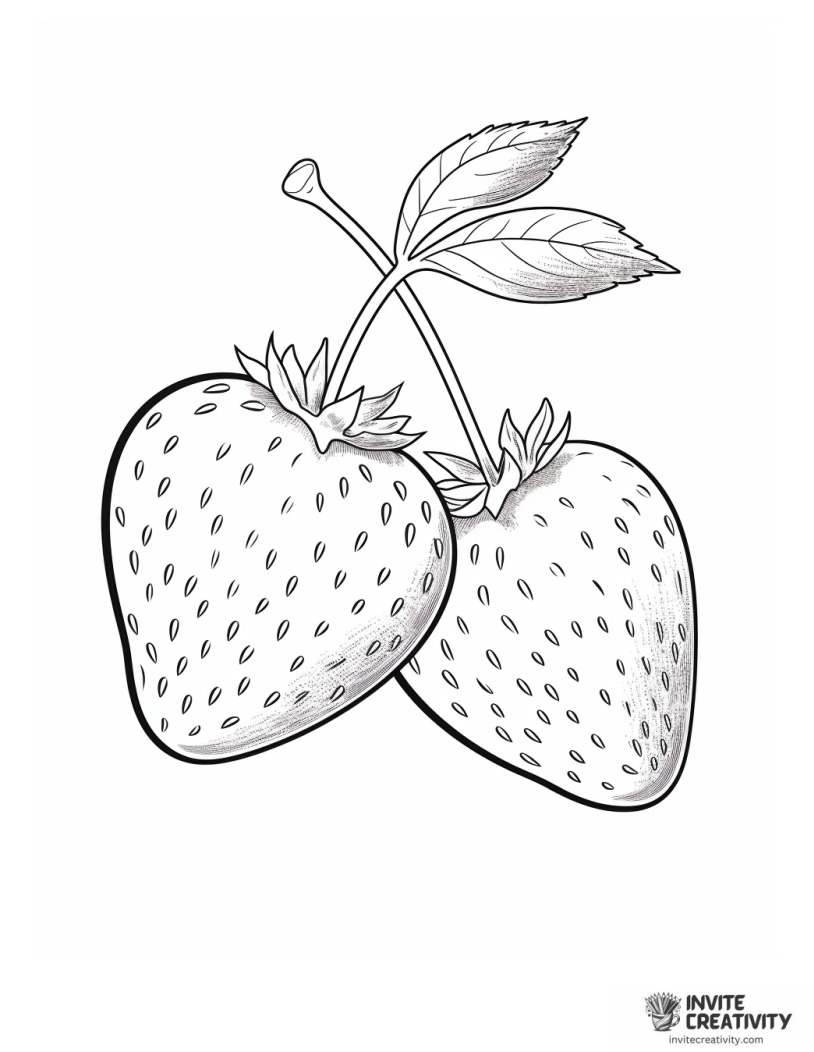 strawberries drawing to color