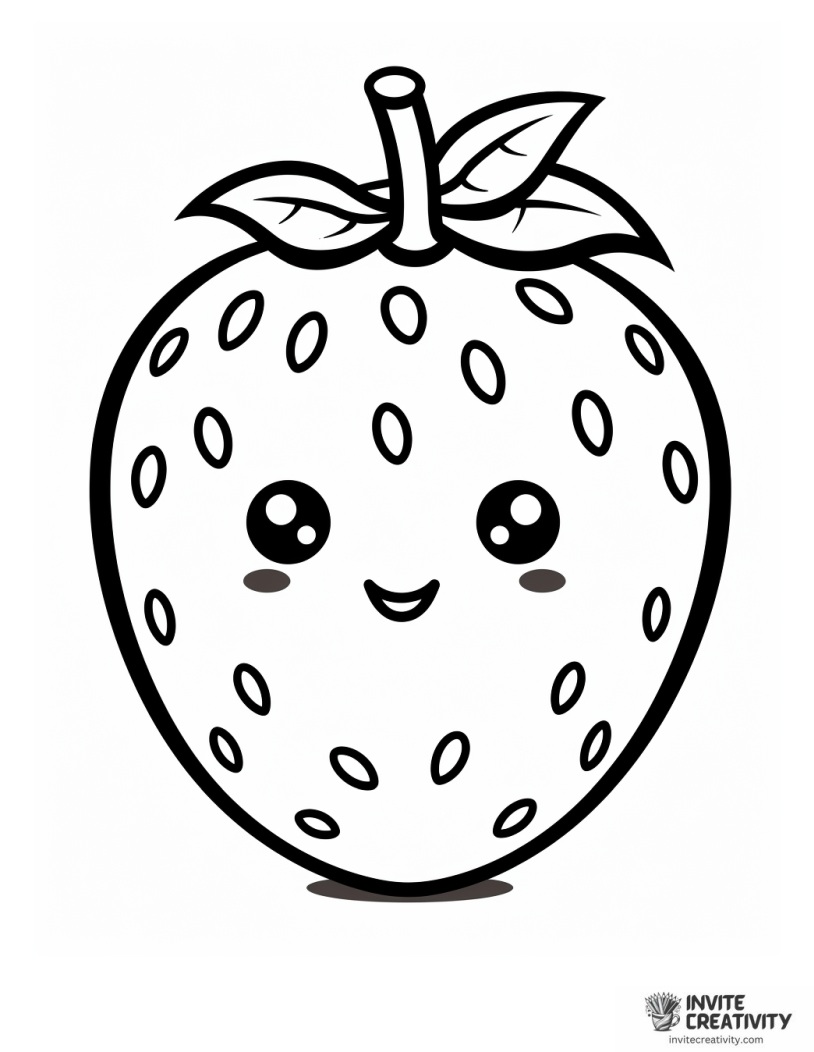 strawberry cartoon kawaii coloring sheet