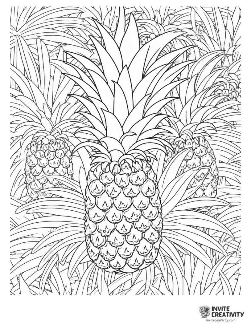 summer pineapple coloring page