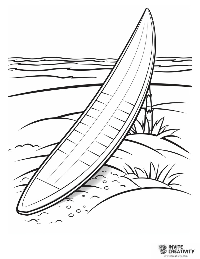 surfboard in sand coloring sheet