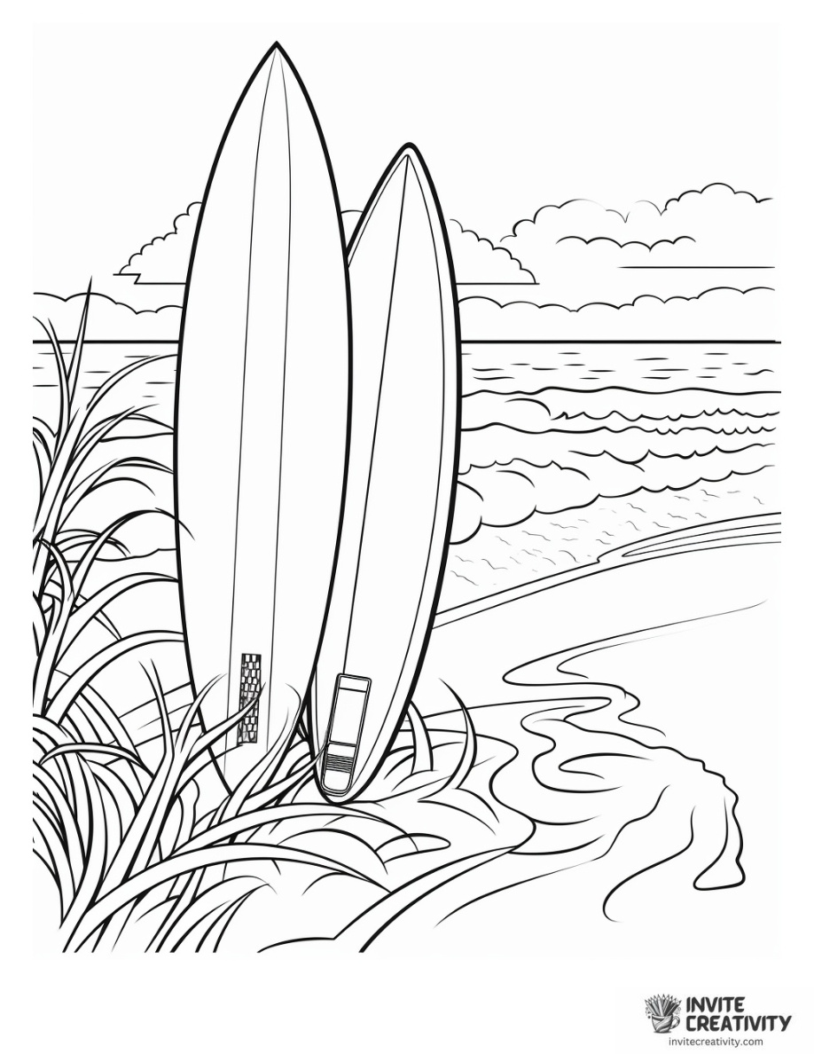 Surfboard on Sandy Beach