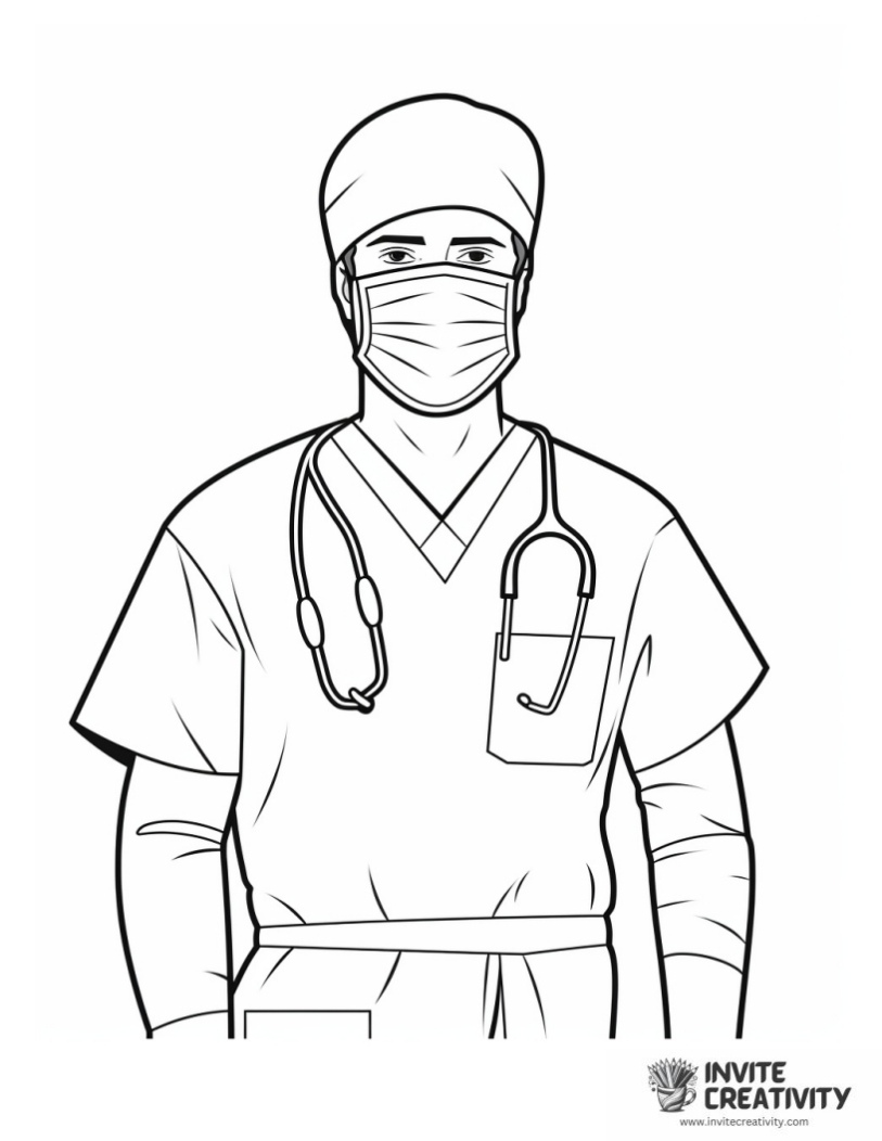 surgeon coloring book page
