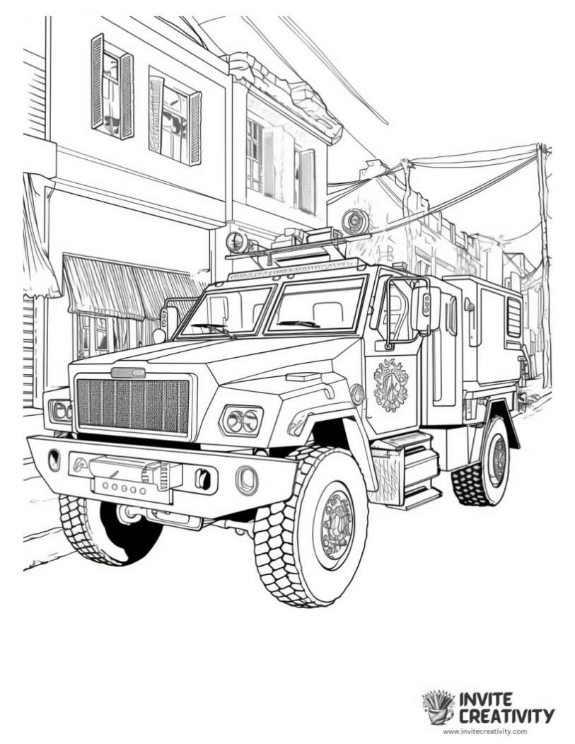 swat truck coloring page