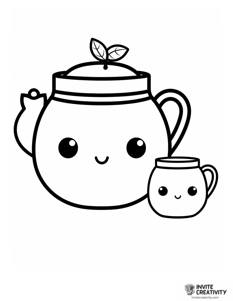 tea kawaii coloring page