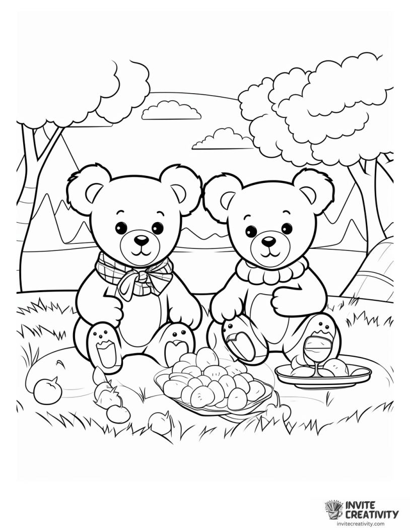 teddy bear picnic coloring page