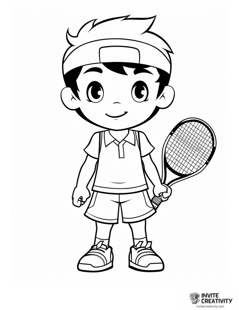tennis cartoon character coloring sheet