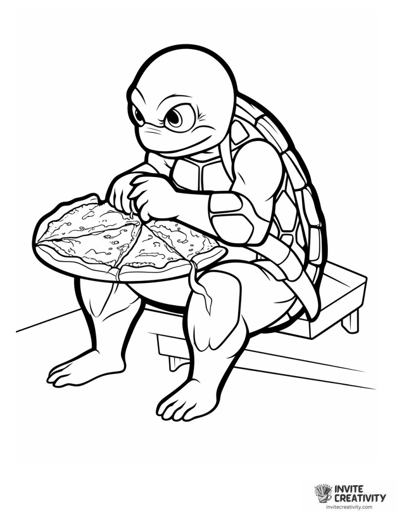tmnt eating pizza coloring sheet