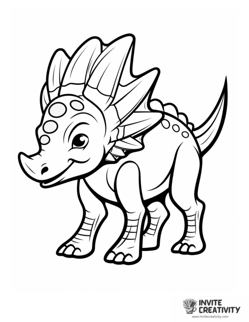 triceratops cartoon style coloring book page