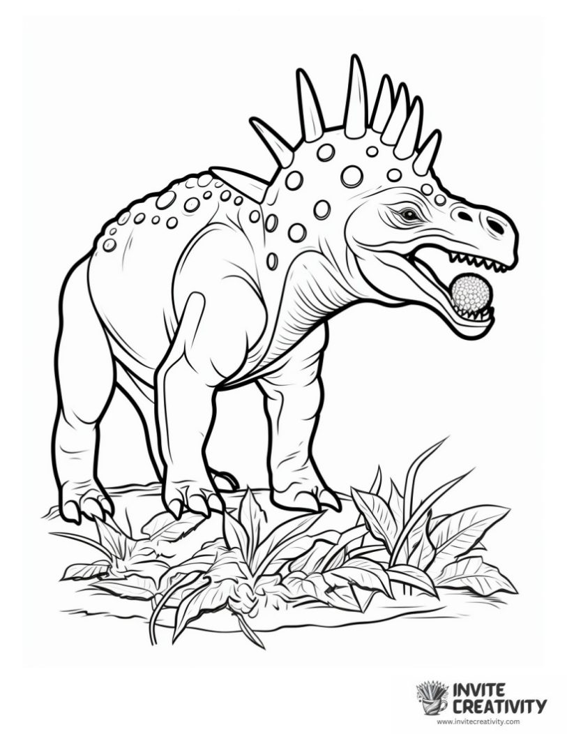 triceratops eating herbs coloring page