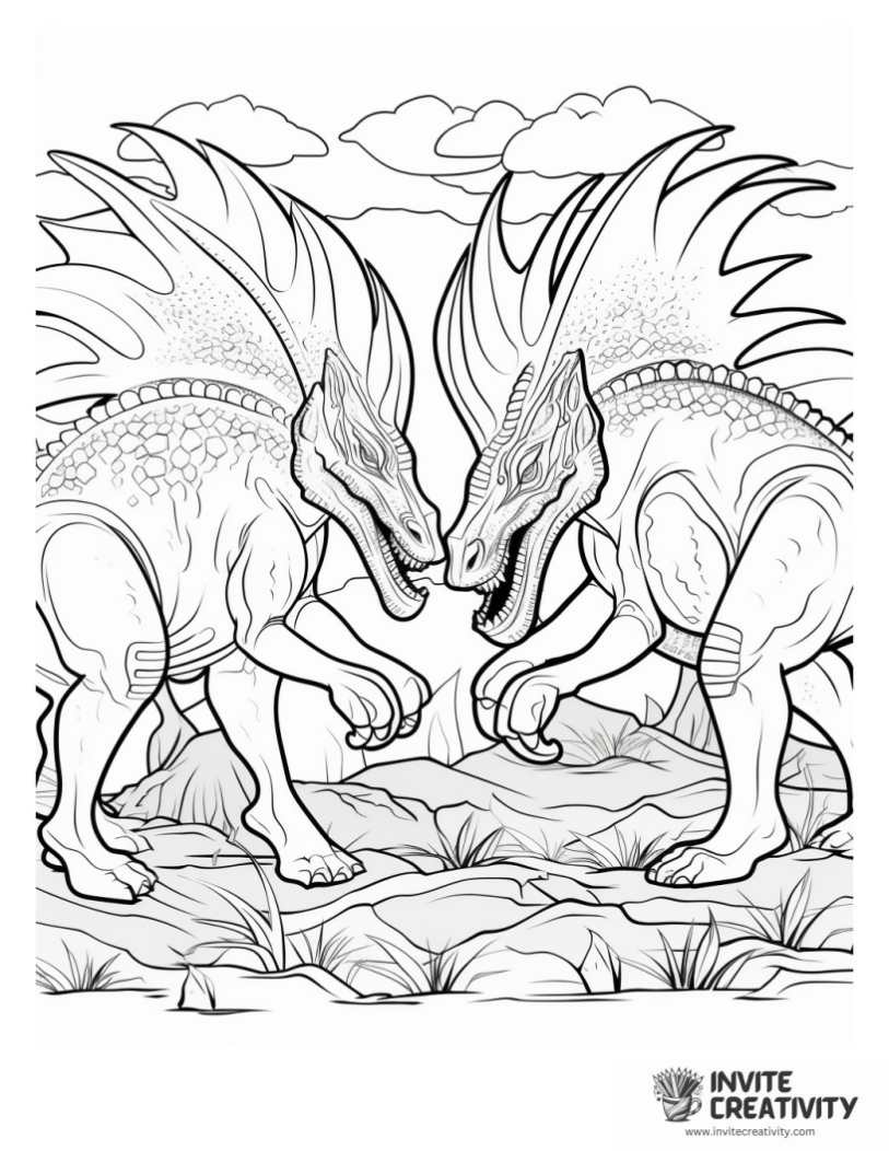 triceratops fighting coloring sheet