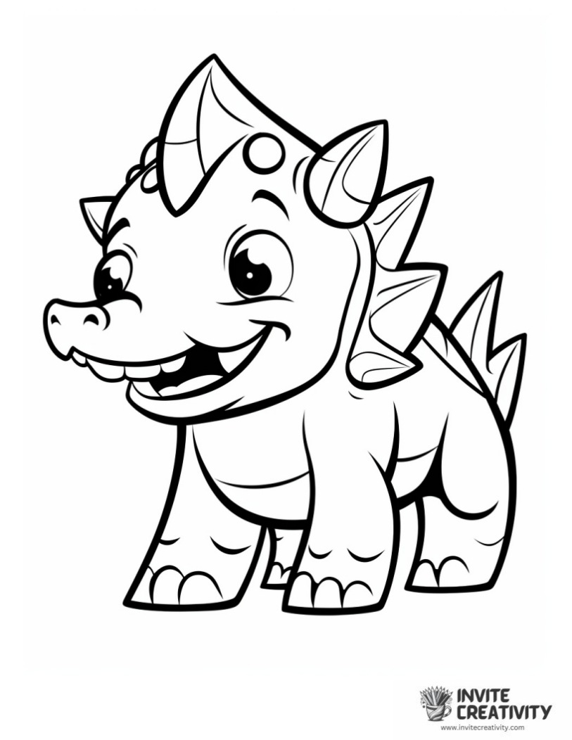 triceratops funny cartoon coloring sheet