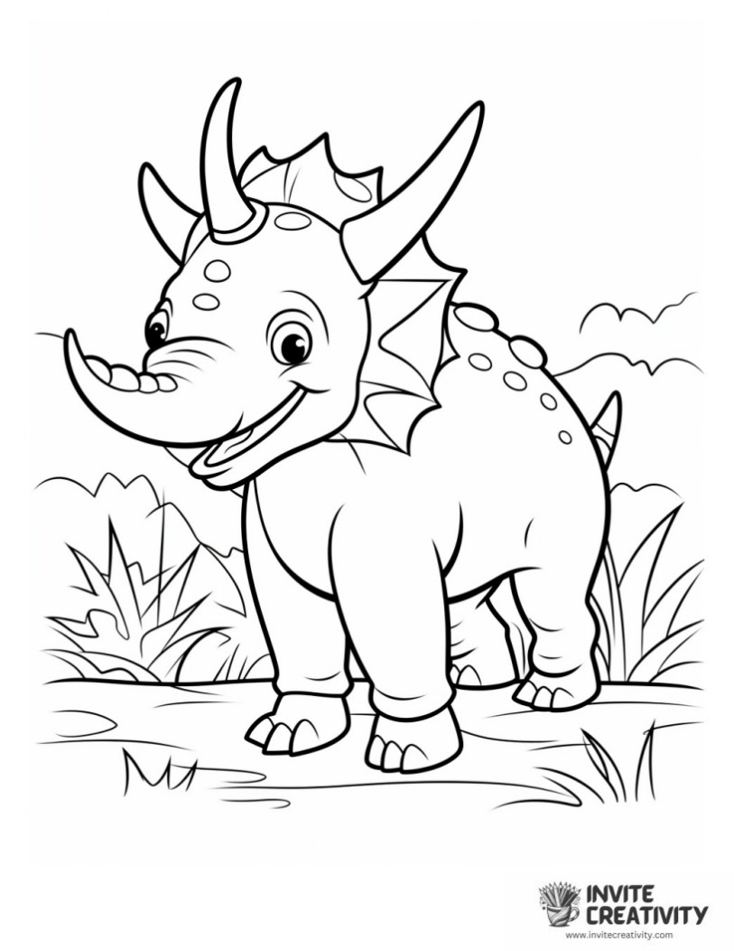 triceratops simple to color