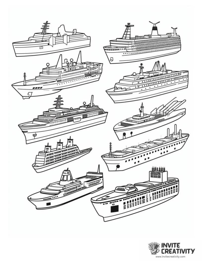types of ships page to color