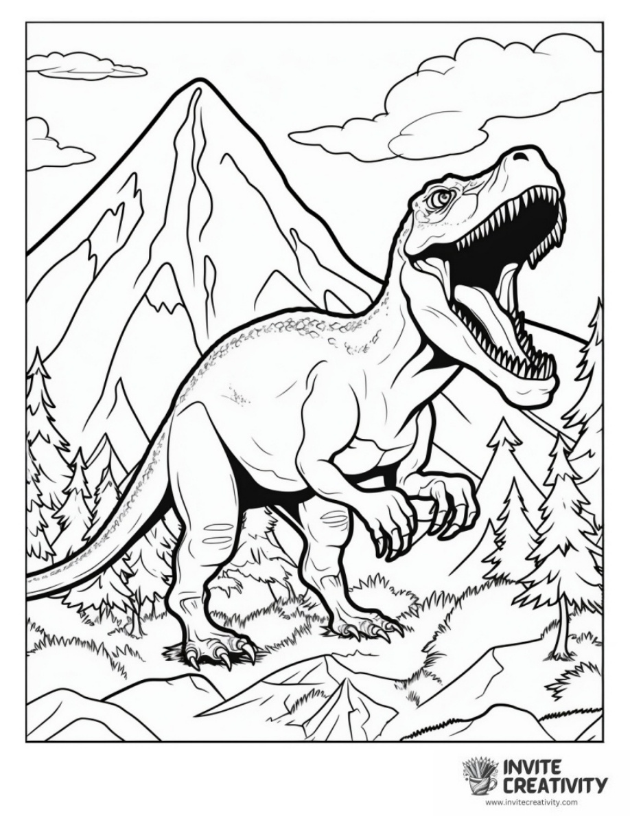 Tyrannosaurus Rex and Volcano