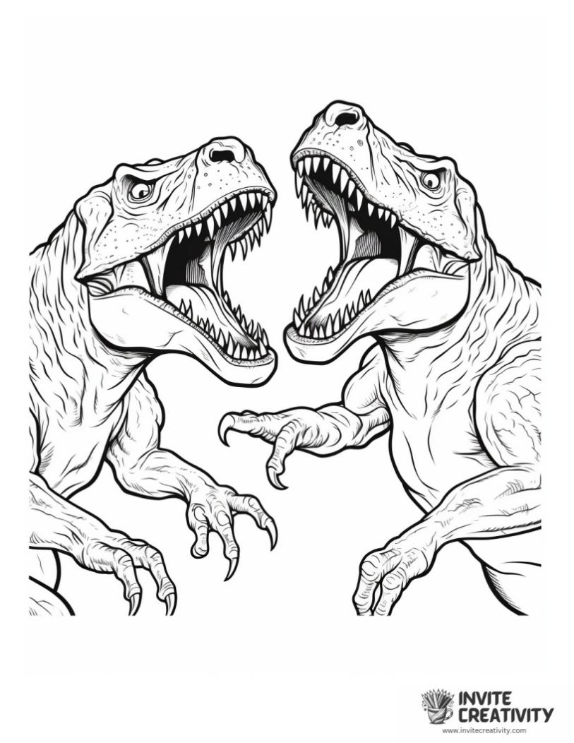 tyrannosaurus rex fighting page to color