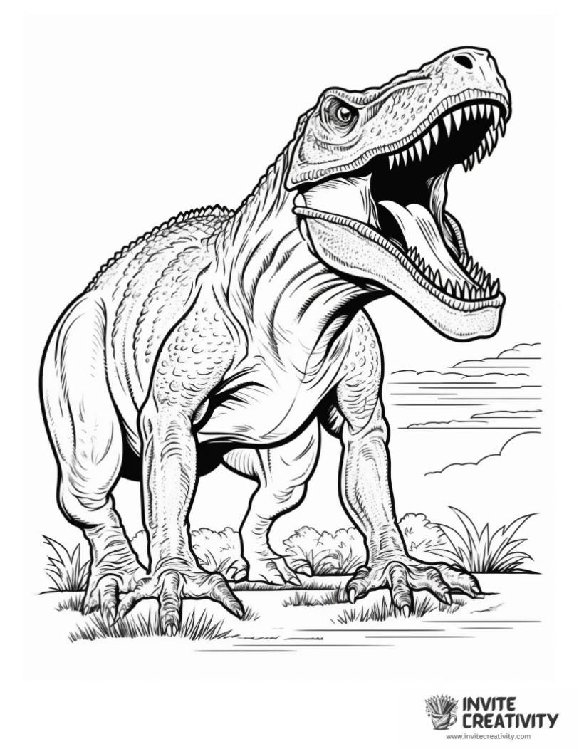 tyrannosaurus rex roaring coloring page