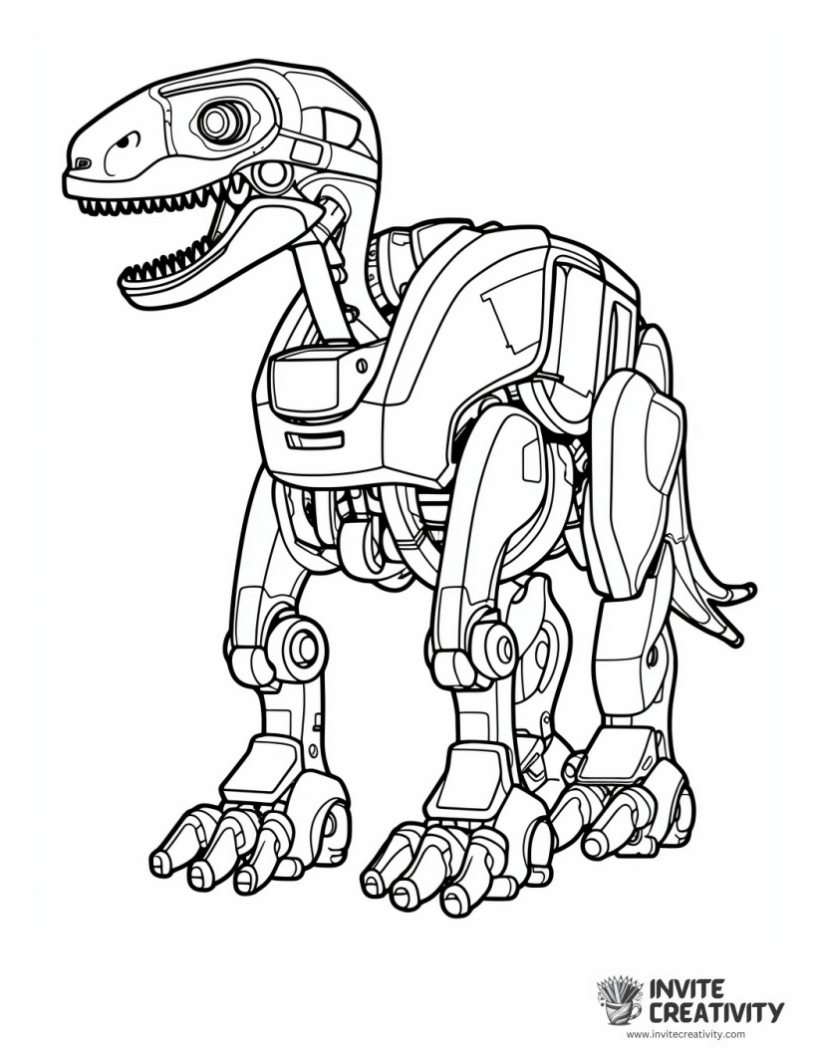 tyrannosaurus rex robot coloring book page