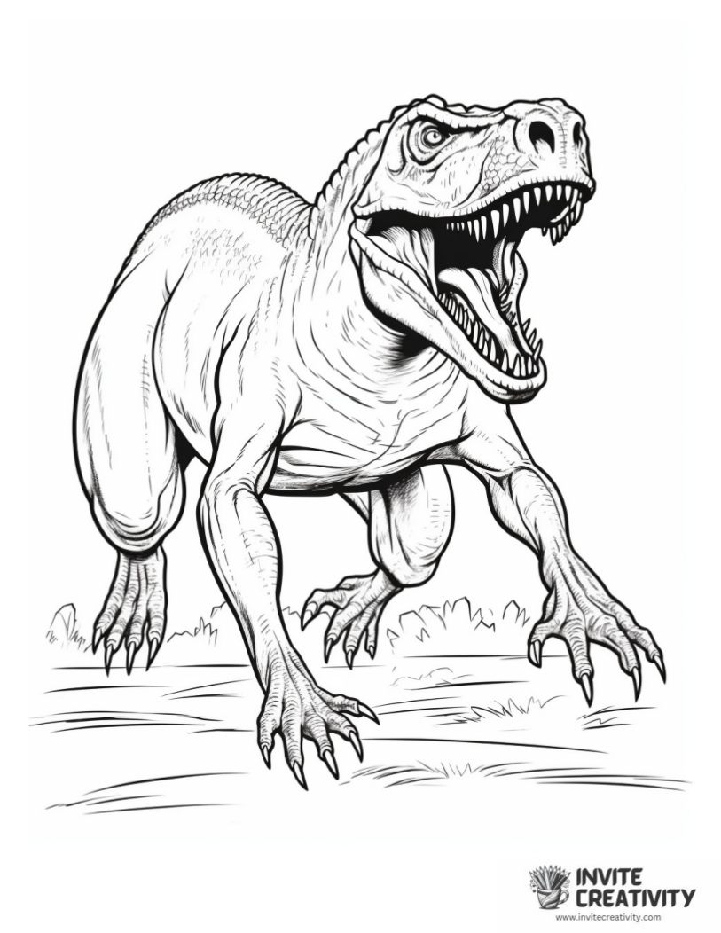 tyrannosaurus rex running coloring sheet