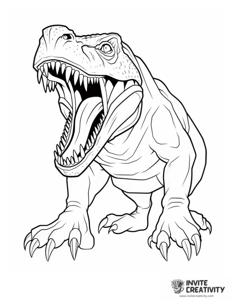 tyrannosaurus rex scary coloring sheet