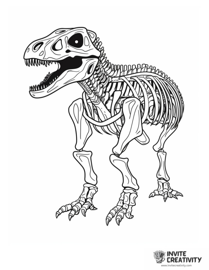 tyrannosaurus rex skeleton coloring book page