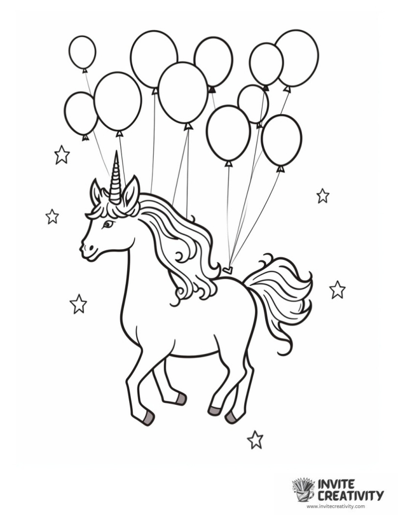 unicorn with balloons for preschool