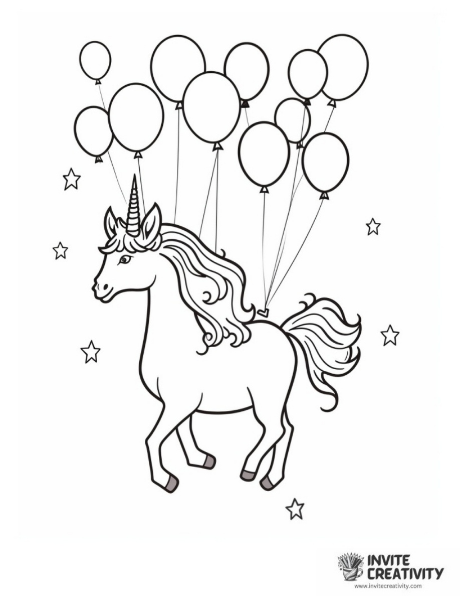 Unicorn with Balloons