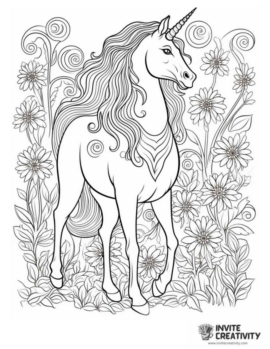 Unicorn with Flowers