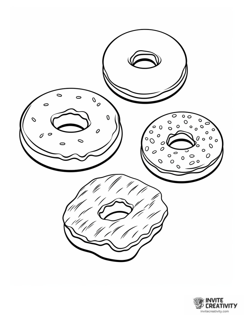 variety of donuts to color