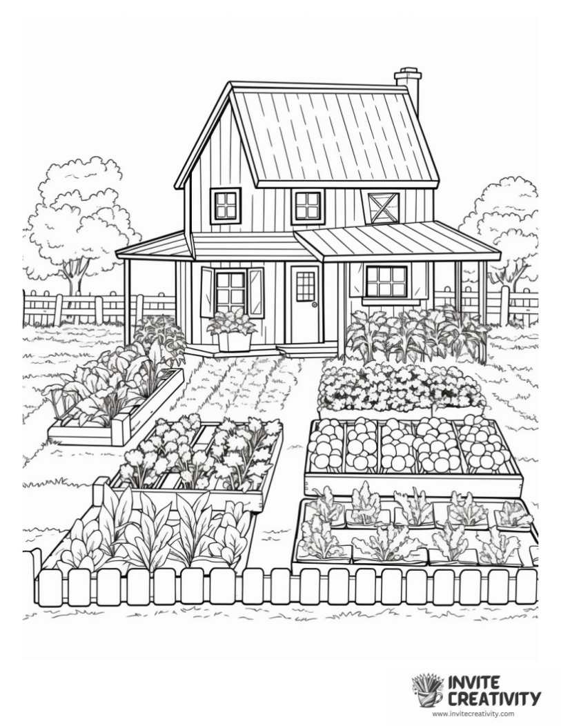 veggie garden coloring book page