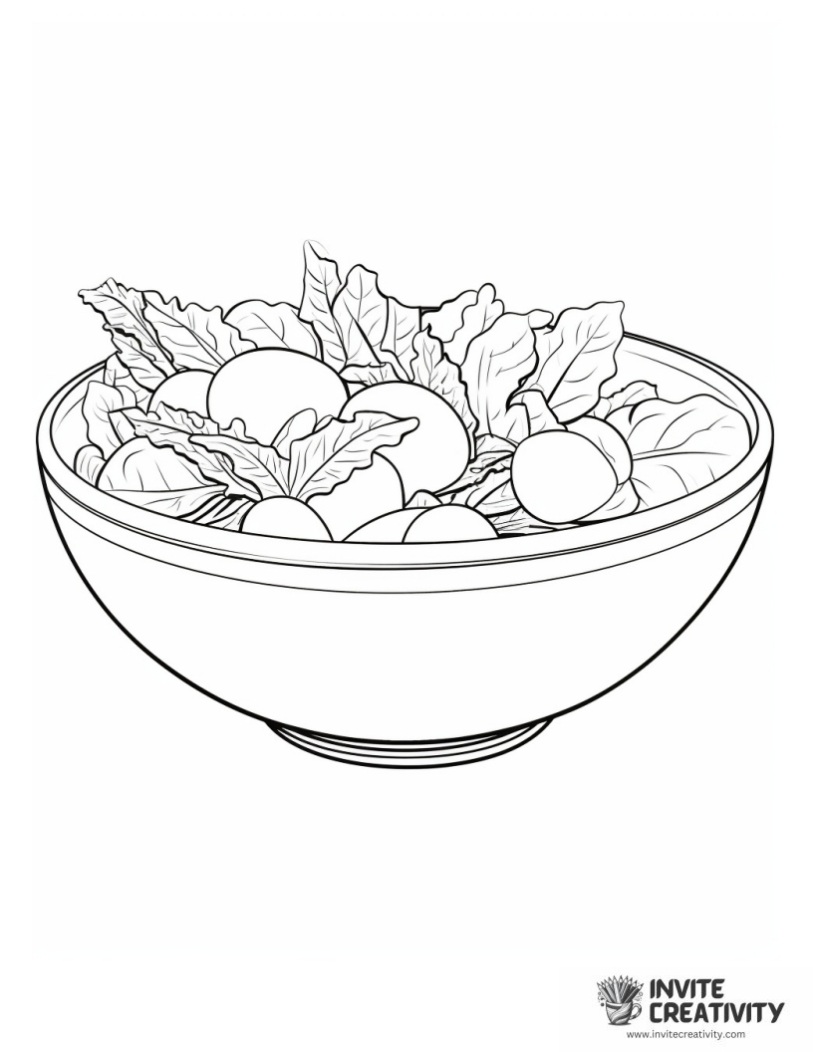 veggie salad drawing to color