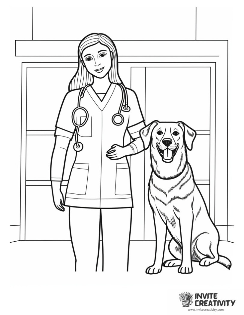 veterinarian job coloring sheet