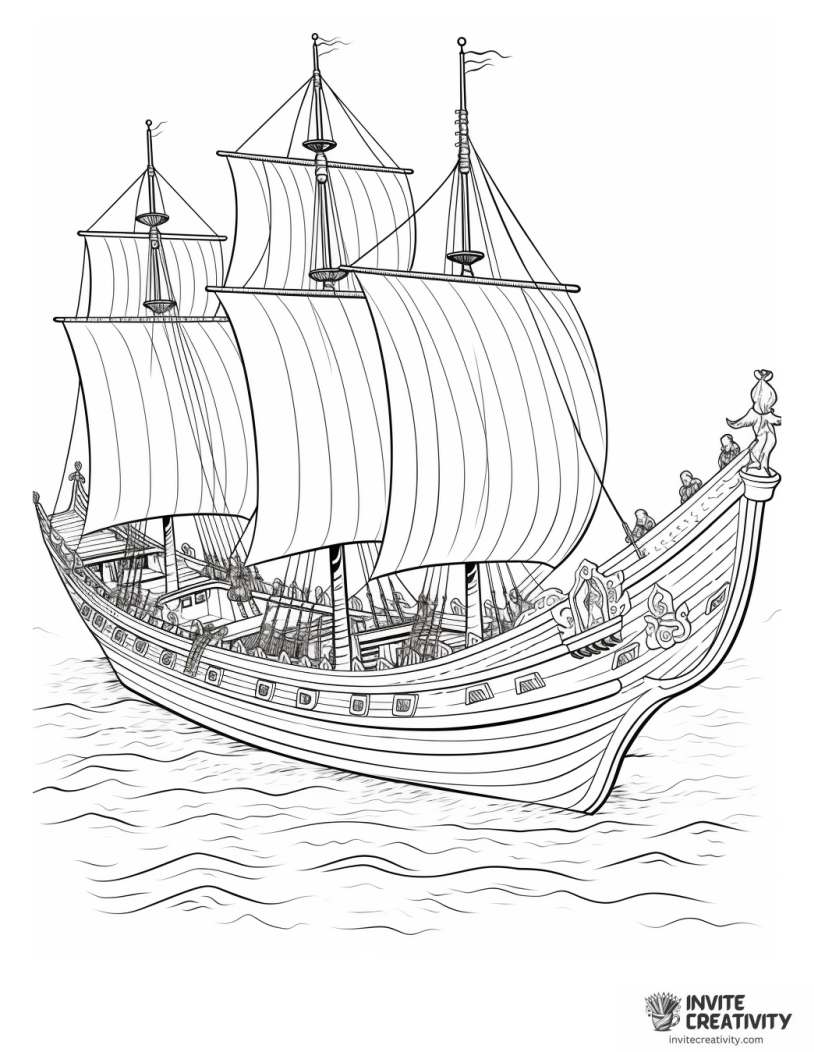 viking longship coloring page