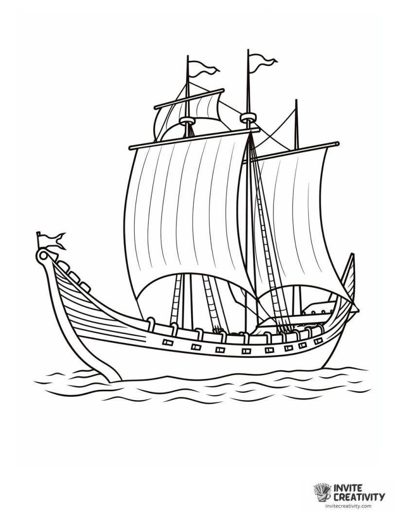 viking ship easy to color