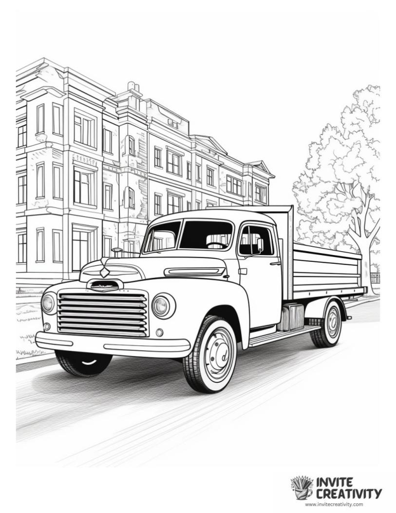 vintage truck page to color