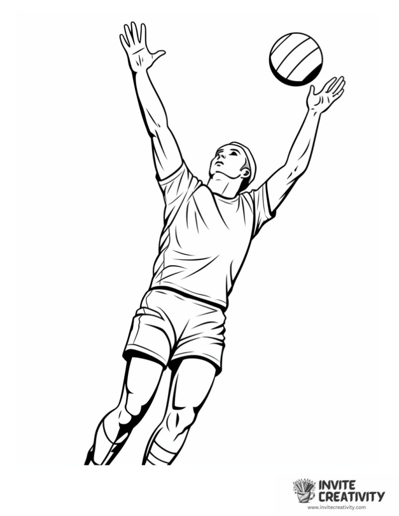 volleyball player blocking a serve detailed
