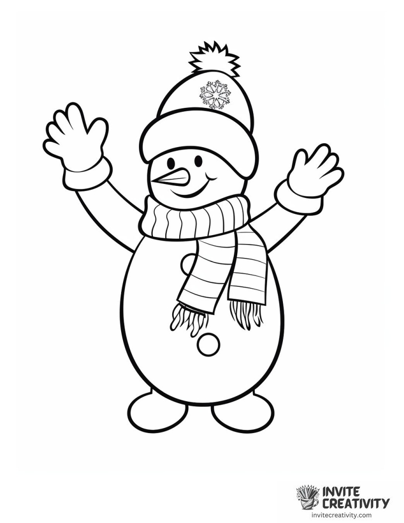 waving snowman Page to Color