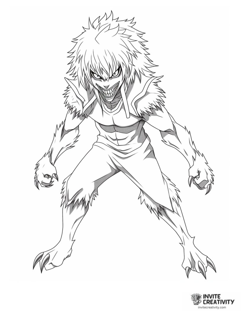 werewolf anime coloring sheet