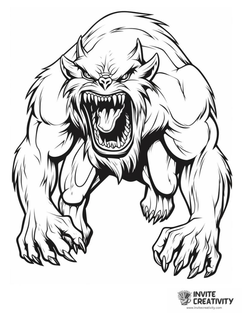 werewolf coloring book page
