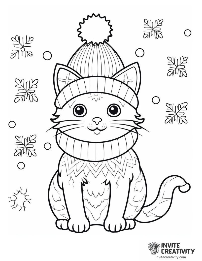 whimsical winter cat illustration