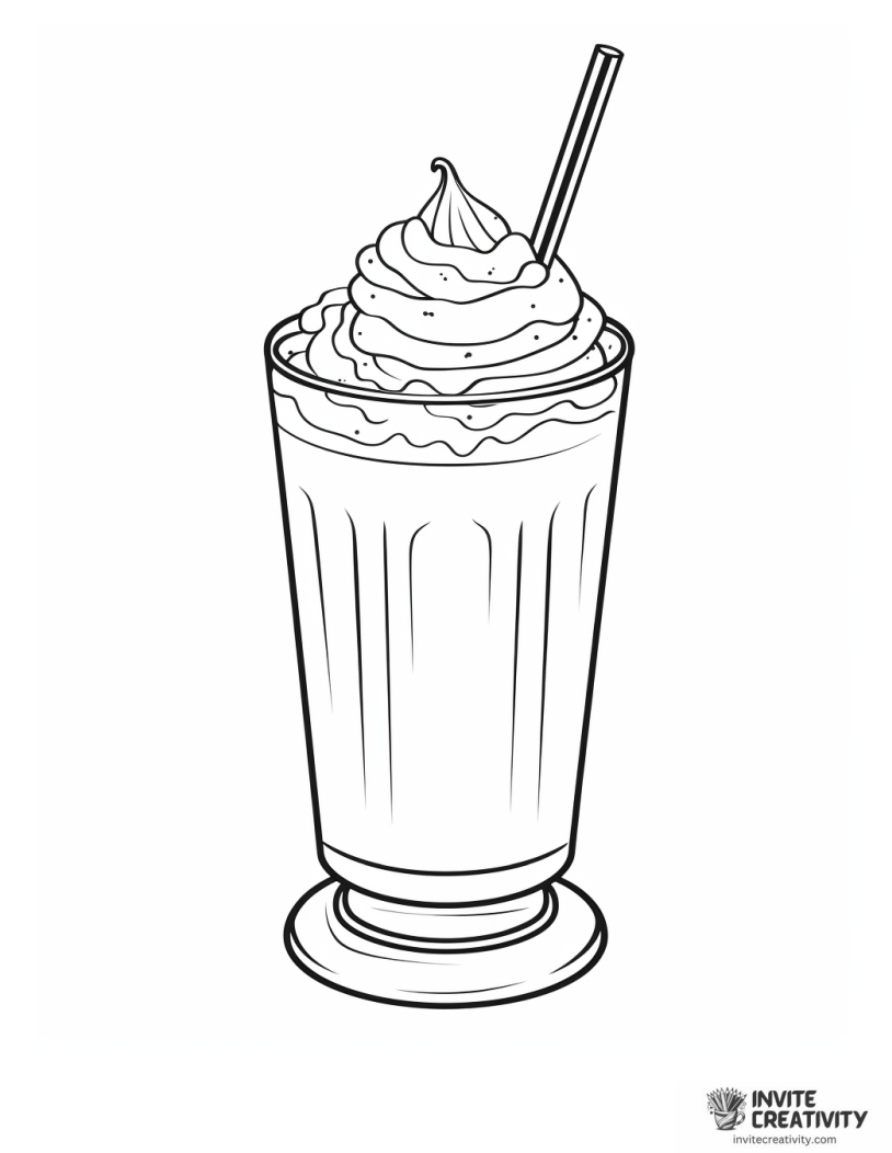 whipped cream milkshake coloring page